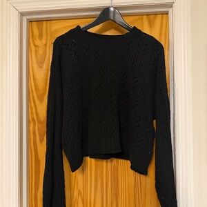 American Eagle Boxy Open-Knit Crew Neck Sweater